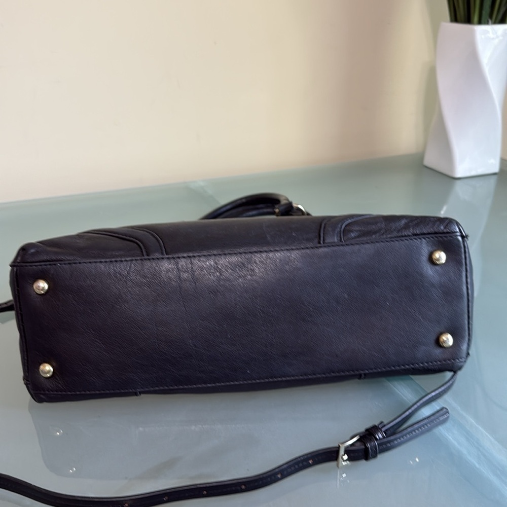 Emma Fox Bags Emma Fox Black Leather Satchel with Crossbody Strap Slouchy Bag - Picture 8 of 8